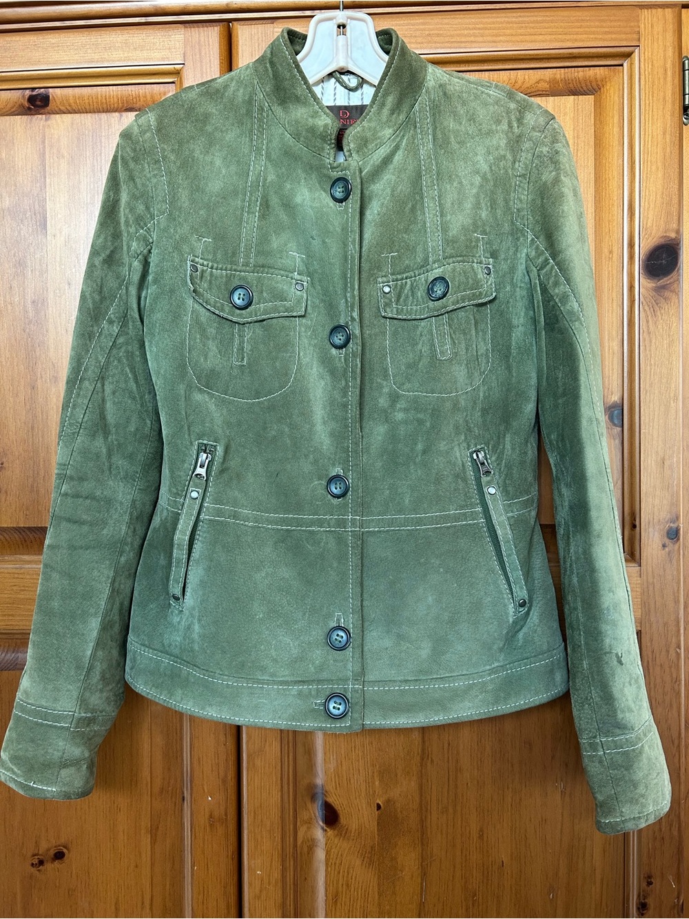 Women's Danier Olive Green Suede Button-Front Jacket